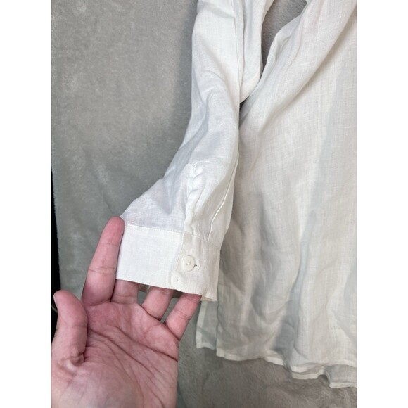 Eileen Fisher Long Sleeve Irish Linen Button Down Shirt White Sz L Lagenlook - Picture 4 of 10